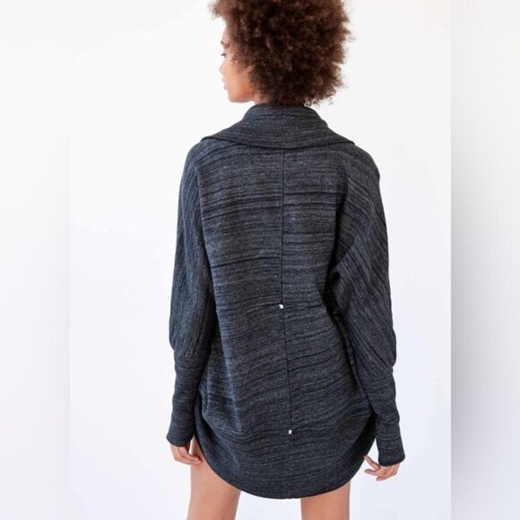 Aritzia Wilfred Diderot Sweater Cocoon Open Cardigan Space Dye Heather Black S - Picture 6 of 14